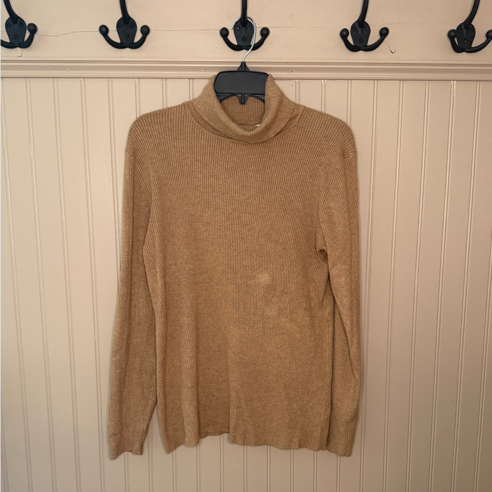 Coldwater Creek Cozy Tan Turtleneck Sweater Sz M